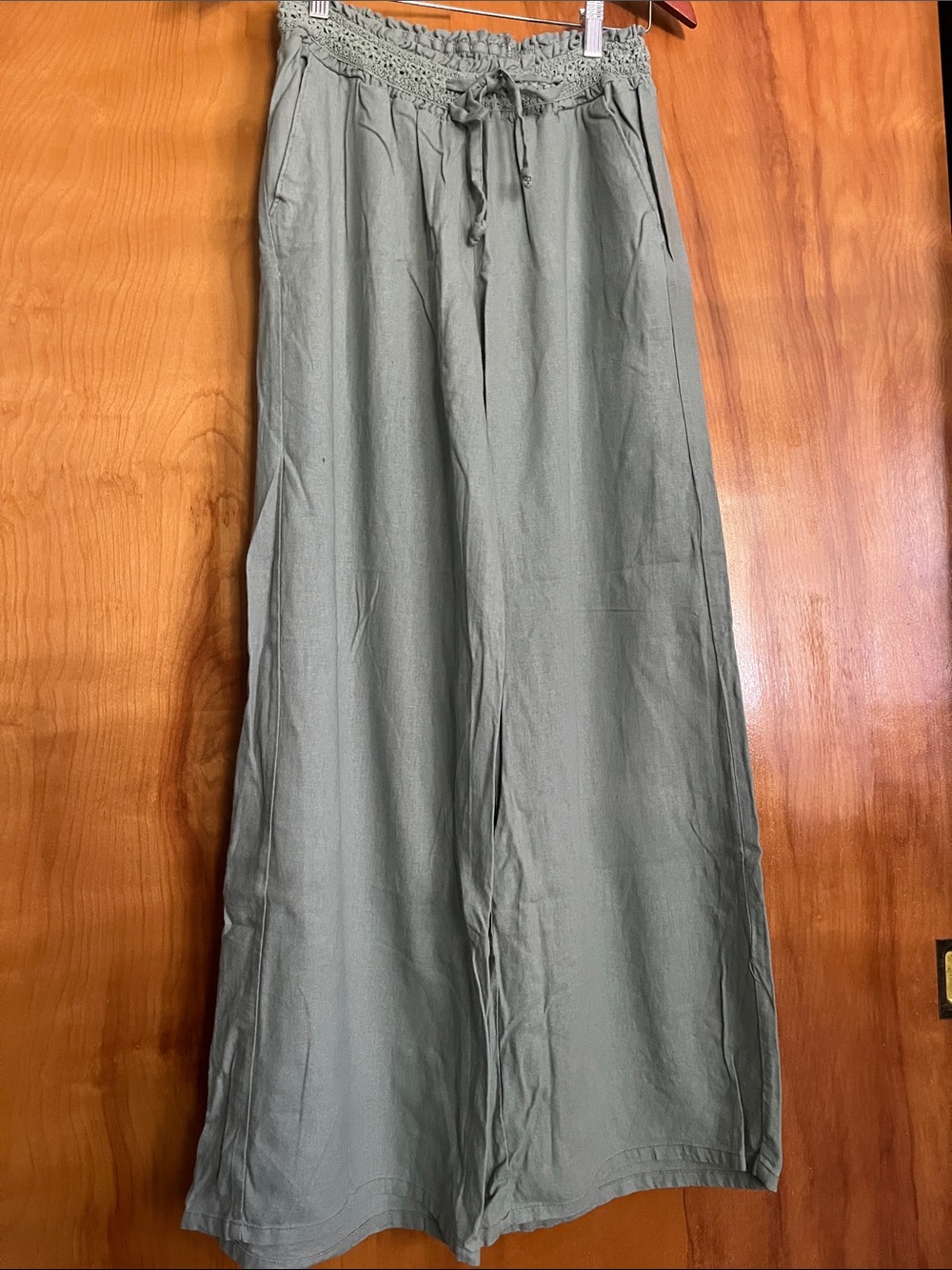 Vanilla Star Sage Elastic Wide-Leg Pants